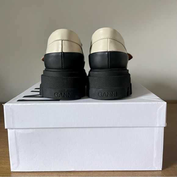 GANNI Off-White Leather Chunky Padded Loafers in Oyster Gray Women’s Size 8.5/39 - Picture 14 of 15